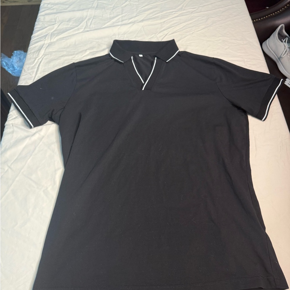 Classic Black Polo Shirt with White Accents